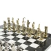 Шахматы металлические с каменными поле Минотавр змеевик мрамор 36 см