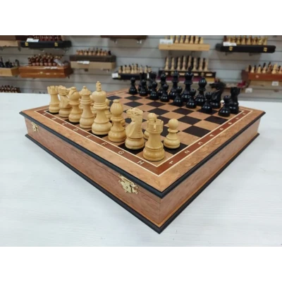 Шахматы подарочные Гамбит эвкалипт самшит люкс