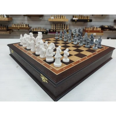 Шахматы в ларце подарочные средневековье темные