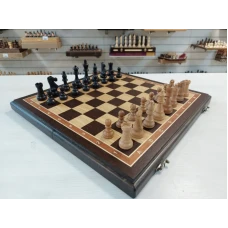 Шахматы из дерева Стаунтон венге 50 см с утяжелением