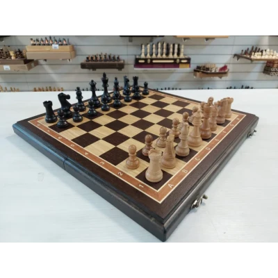 Шахматы из дерева Стаунтон венге 50 см с утяжелением