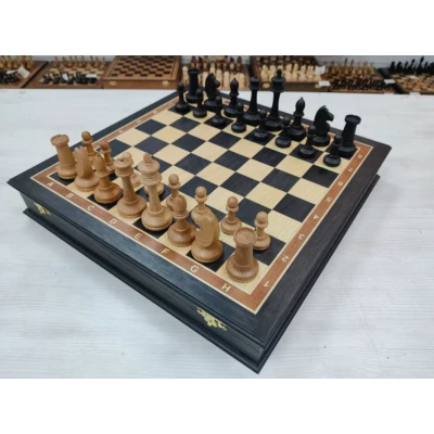 Шахматы в ларце моренный дуб большие Этюд с утяжелением