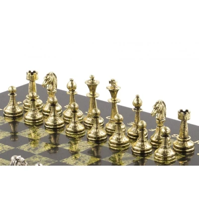 Шахматы подарочные Стаунтон 28х28 см из змеевика