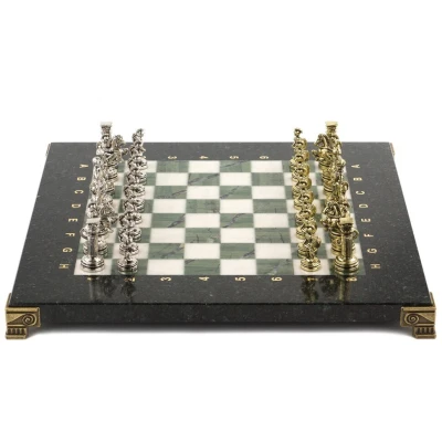 Шахматы Римские воины 28х28 см из офиокальцита и мрамора