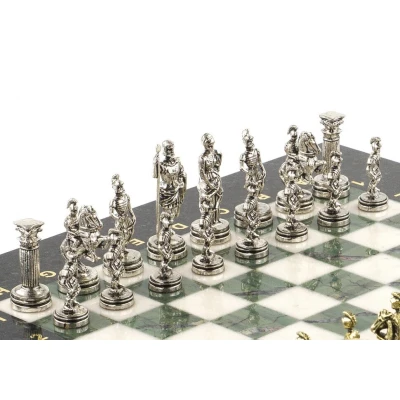 Шахматы Римские воины 28х28 см из офиокальцита и мрамора