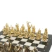 Шахматы из камня с металлическими фигурами "Нефтяники" доска 44х44 см мрамор и змеевик
