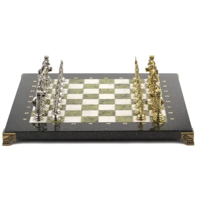 Шахматы подарочные Посейдон 32х32 см змеевик мрамор