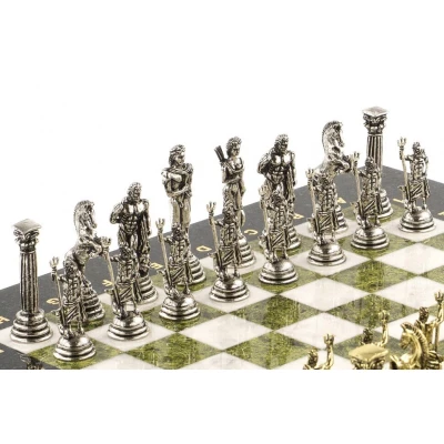 Шахматы подарочные Посейдон 32х32 см змеевик мрамор