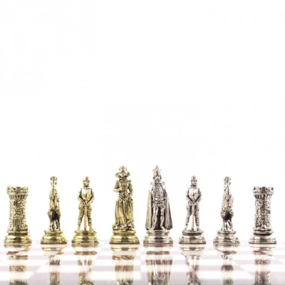 Шахматы Средневековые рыцари доска 44х44 см из камня