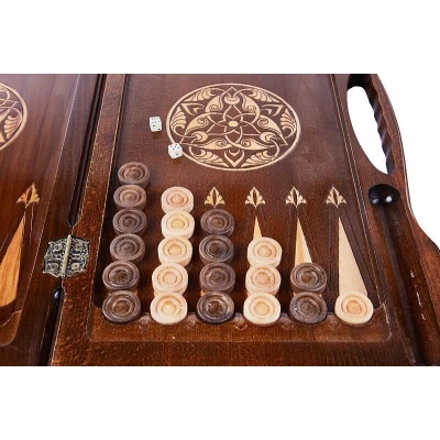 Нарды резные "Арарат и Хорвирап 2" с ручкой 60, Haleyan