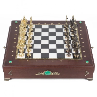 Шахматы подарочные Русь бронза в ларце