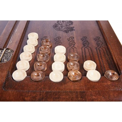 Нарды резные "Орнамент 2" с цельным рисунком, Mkhitaryan