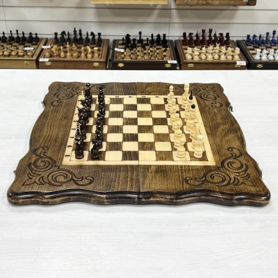 Шахматы нарды шашки резные Узорные 50 см, Artash