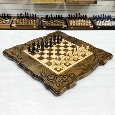 Шахматы нарды шашки резные Узорные 50 см, Artash