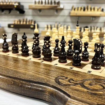 Шахматы нарды шашки резные Узорные 50 см, Artash