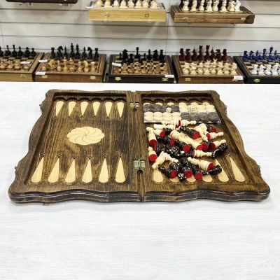 Шахматы нарды шашки резные Узорные 50 см, Artash