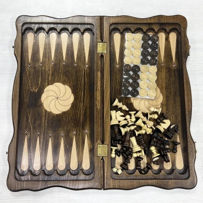 Шахматы нарды шашки резные Узор 50 см, Artash