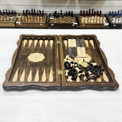 Шахматы нарды шашки резные Узор 50 см, Artash