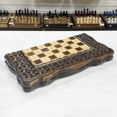 Шахматы нарды шашки резные Узор 50 см, Artash