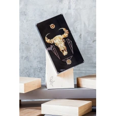 Нарды янтарные Бык Тотем из мореного дуба