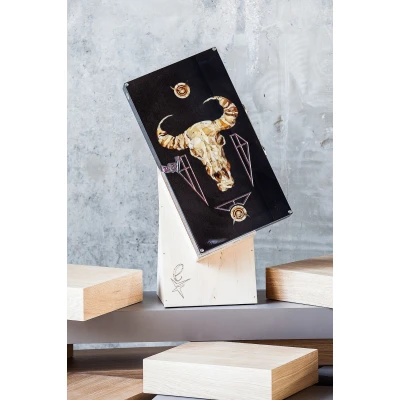 Нарды янтарные Бык Тотем из мореного дуба