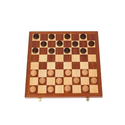 Шашки деревянные подарочные с ячейками 64 клетки