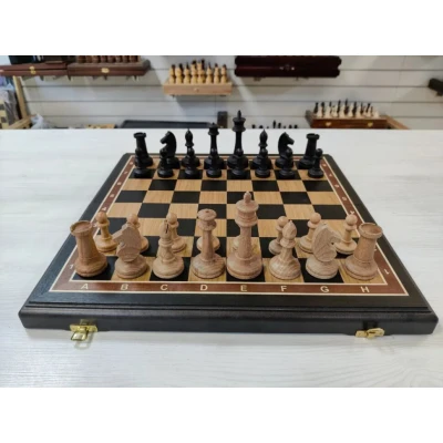 Шахматы деревянные черное дерево доска фигуры бук большие с утяжелением