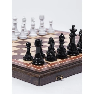 Шахматы подарочные из американского ореха с фигурами Итальянский дизайн черно-белые