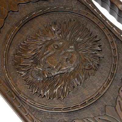 Нарды резные "Лев 2" с ручкой 60, Haleyan