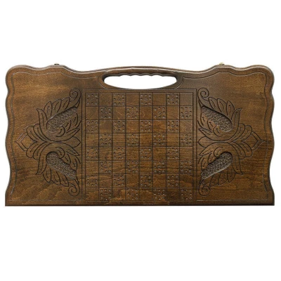 Нарды резные "Лев 2" с ручкой 60, Haleyan