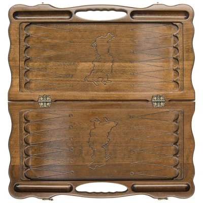 Нарды резные "Россия" с ручкой 60, Haleyan