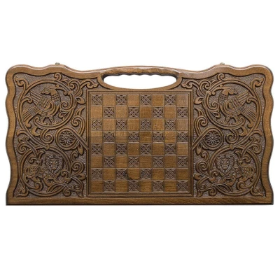 Нарды резные "Армянский узор 6" с ручкой 60, Haleyan