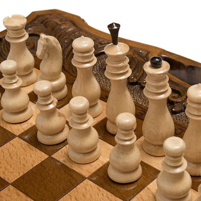 Шахматы + нарды резные "Афинские" 50 с ручкой, Haleyan