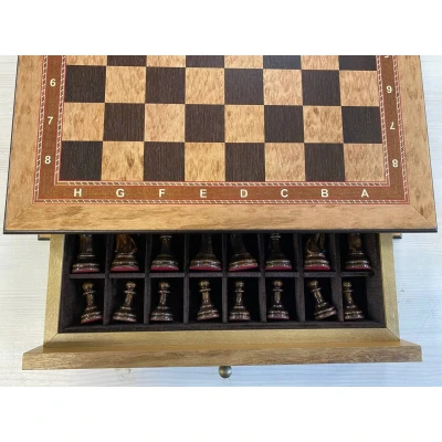 Шахматы с выдвижными ящиками эвкалипт/карельская береза