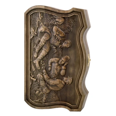 Нарды резные Охотники на привале малые