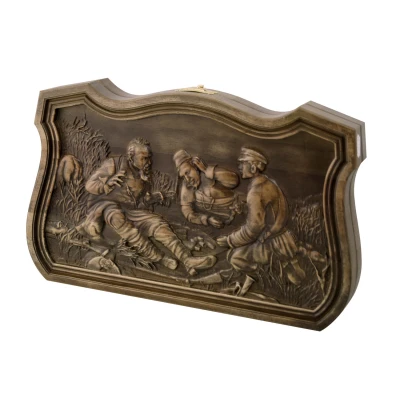 Нарды резные Охотники на привале малые