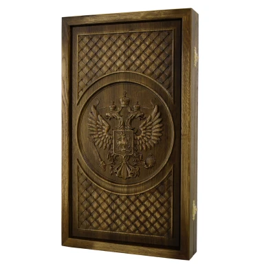 Нарды резные Герб России патина