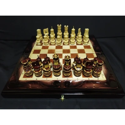 Шахматы нарды шашки Волк резные большие