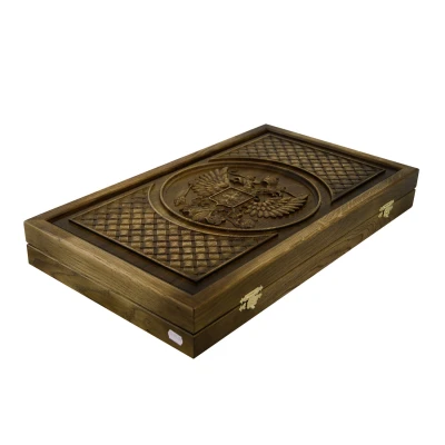 Нарды резные Герб России патина