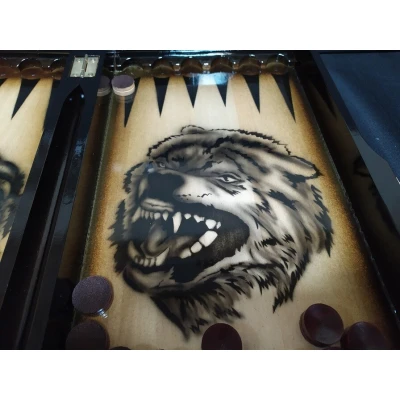 Шахматы нарды шашки Волк резные большие