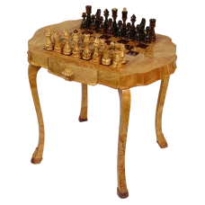 Шахматный стол берёзовый кап