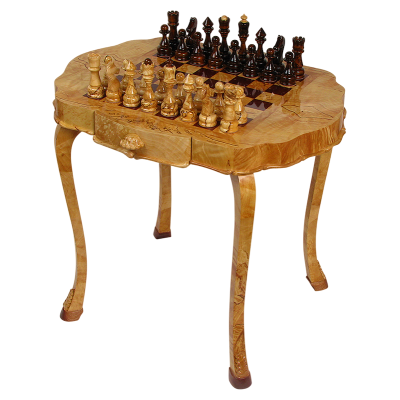 Шахматный стол берёзовый кап