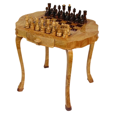 Шахматный стол берёзовый кап