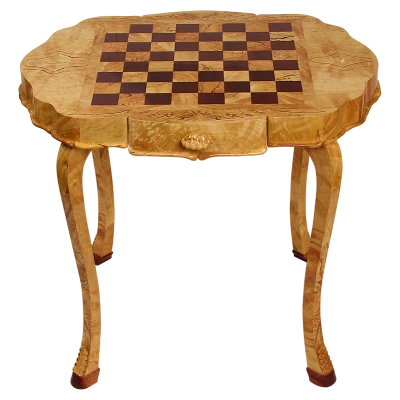 Шахматный стол берёзовый кап