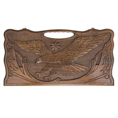 Нарды резные Летящий Орел с ручкой большие, Haleyan