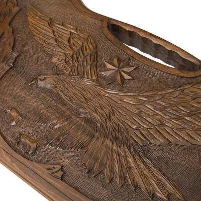 Нарды резные Летящий Орел с ручкой большие, Haleyan