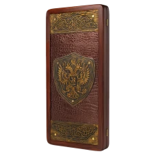 Нарды кожаные подарочные Герб золотой