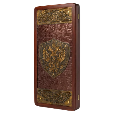 Нарды кожаные подарочные Герб золотой 