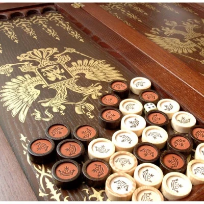 Нарды кожаные подарочные Герб золотой