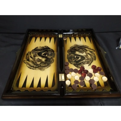 Шахматы нарды шашки Волк резные большие